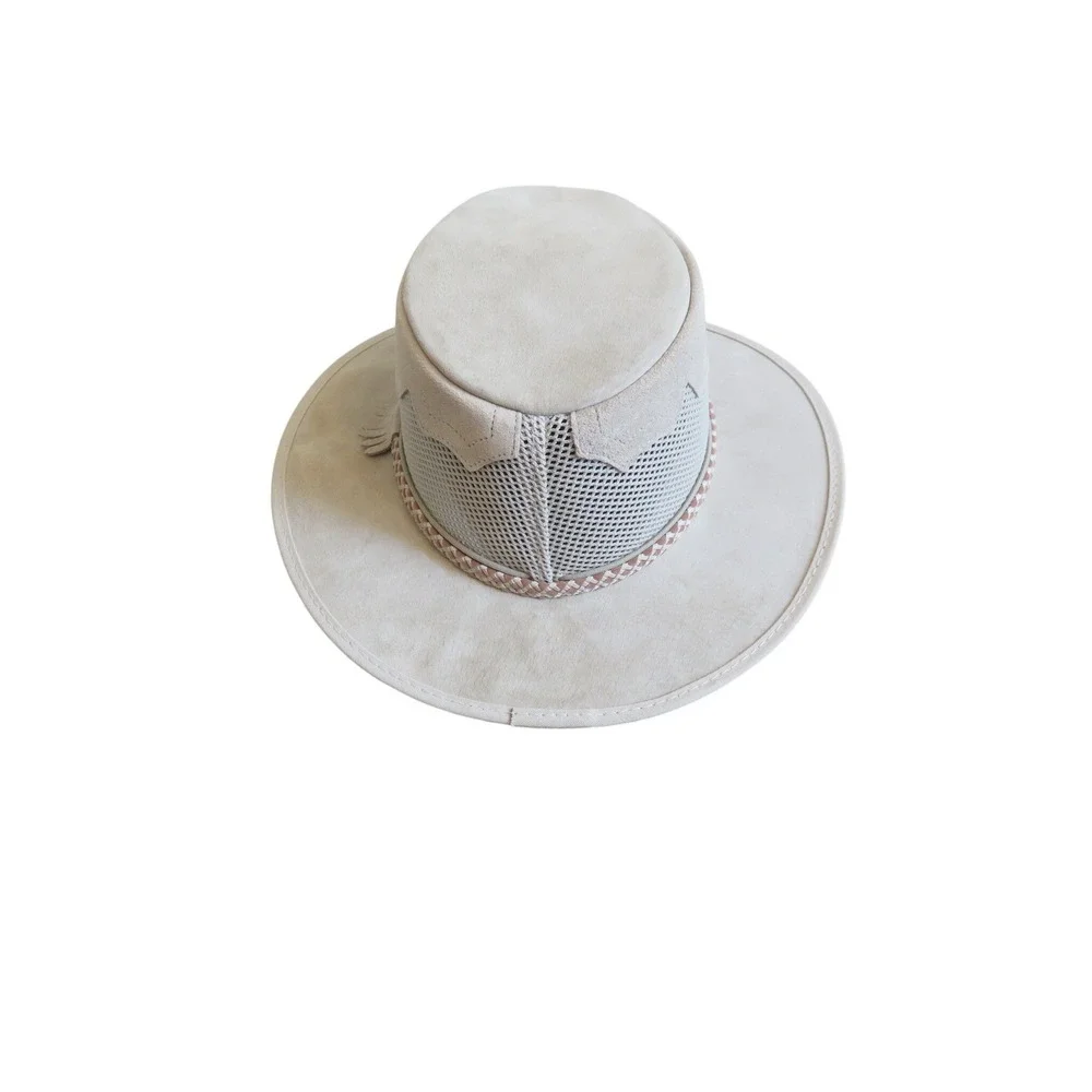 ArizonaHatLadies Tan Suede‎ Mesh Safari Sun Hat Wide Brim XL Made in USA Unisex